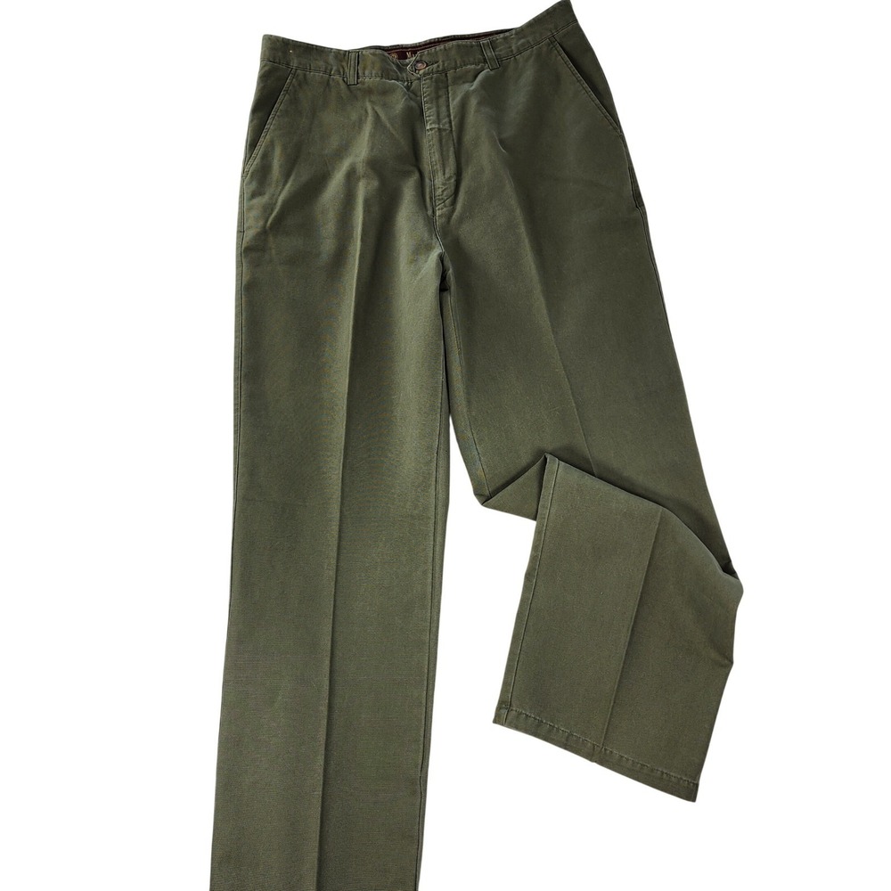 Marlboro Classics Trousers Women 12? Olive Green Straight Leg Cotton Blend